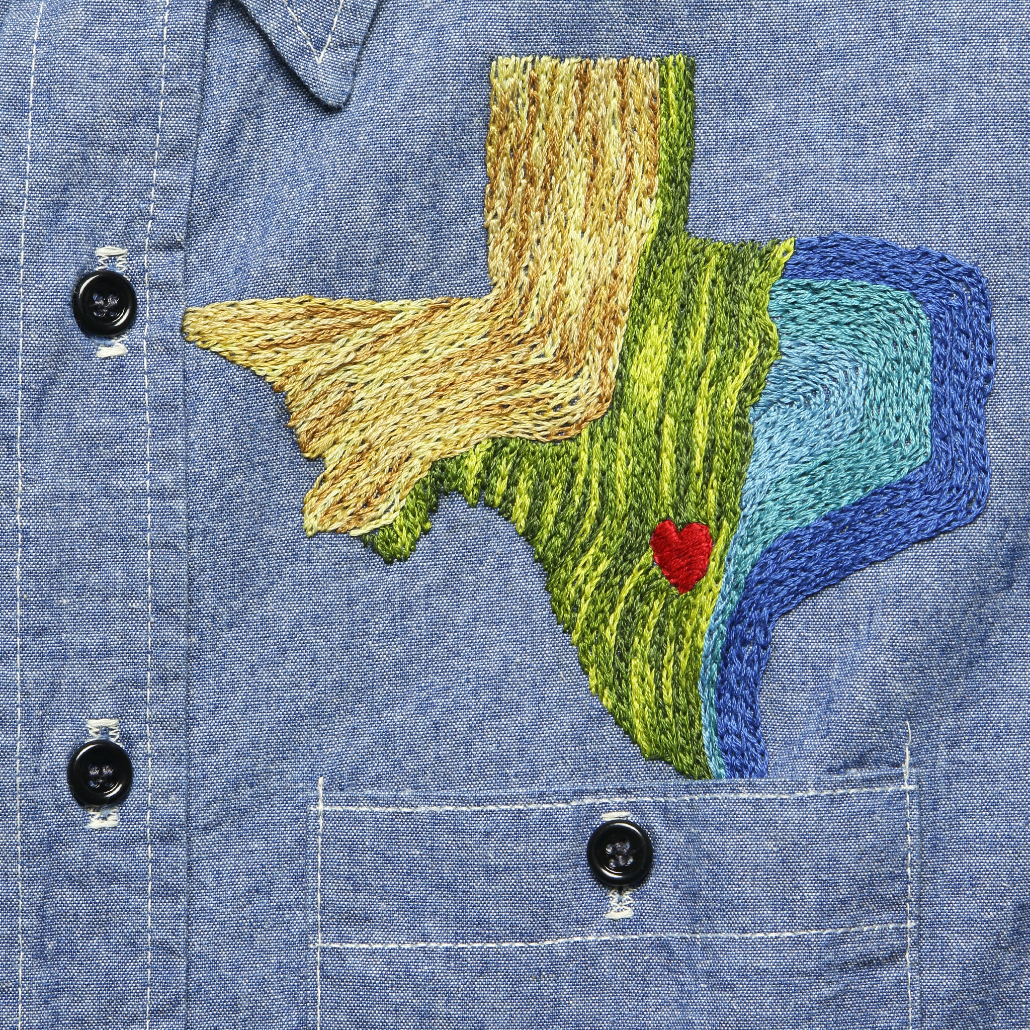 
                          Embroidered Chambray Shirt - The Stars at Night - Jolly Knot Club - STAG Provisions - One &amp; Done - Apparel
                        