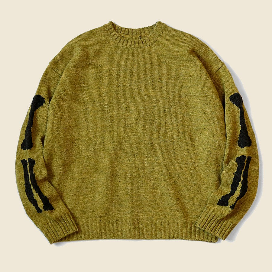 Kapital Wool Bone Crew Holiday Special Sweater - Mustard