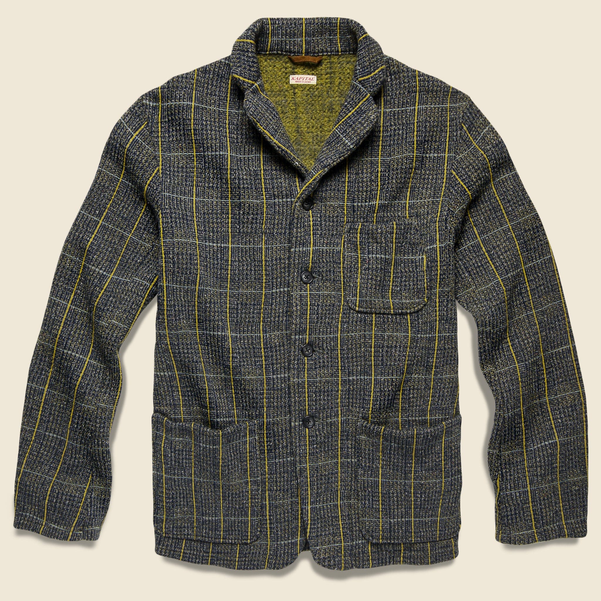 Tweed Fleecy Knit Kobe Jacket - Grey/Yellow - Kapital - STAG Provisions - Outerwear - Coat / Jacket