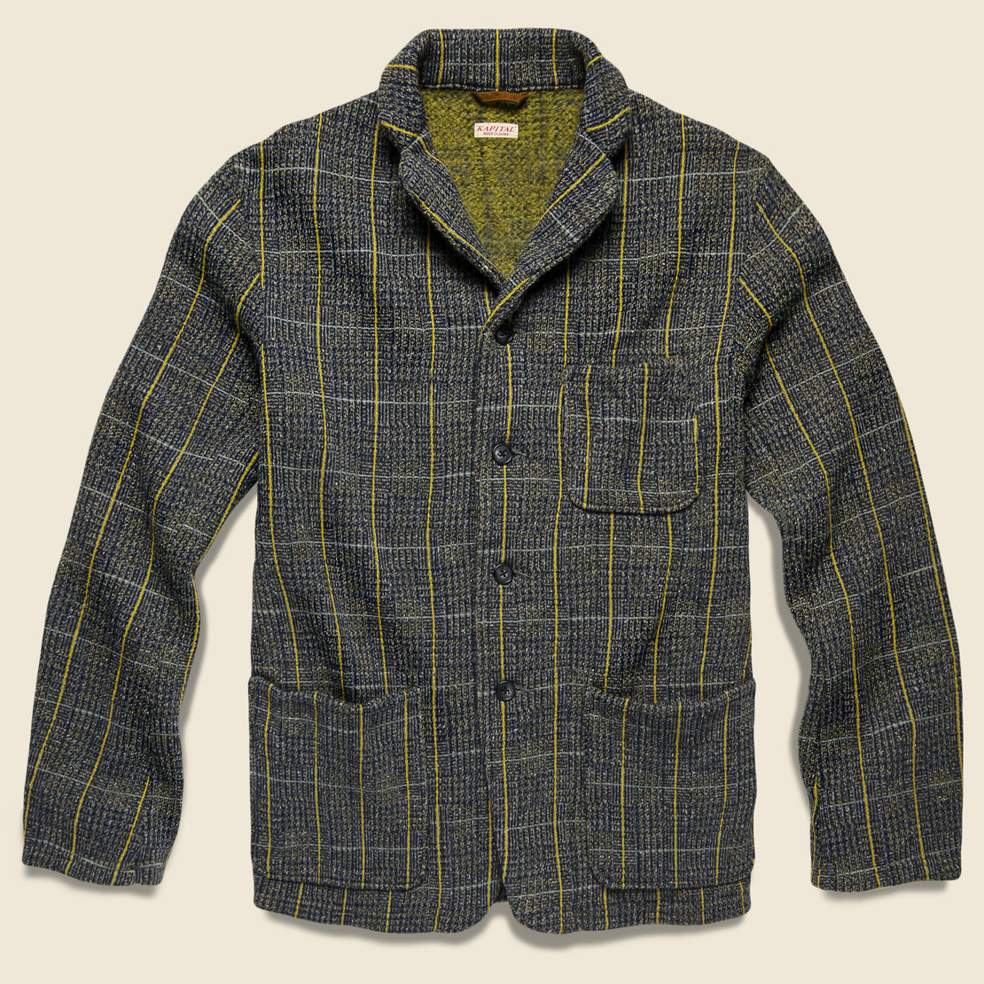 Kapital Tweed Fleecy Knit Kobe Jacket - Grey/Yellow