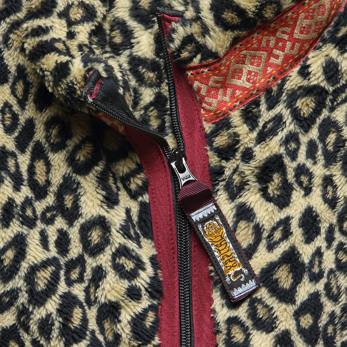 Leopard Fleece Zip Blouson - Brown