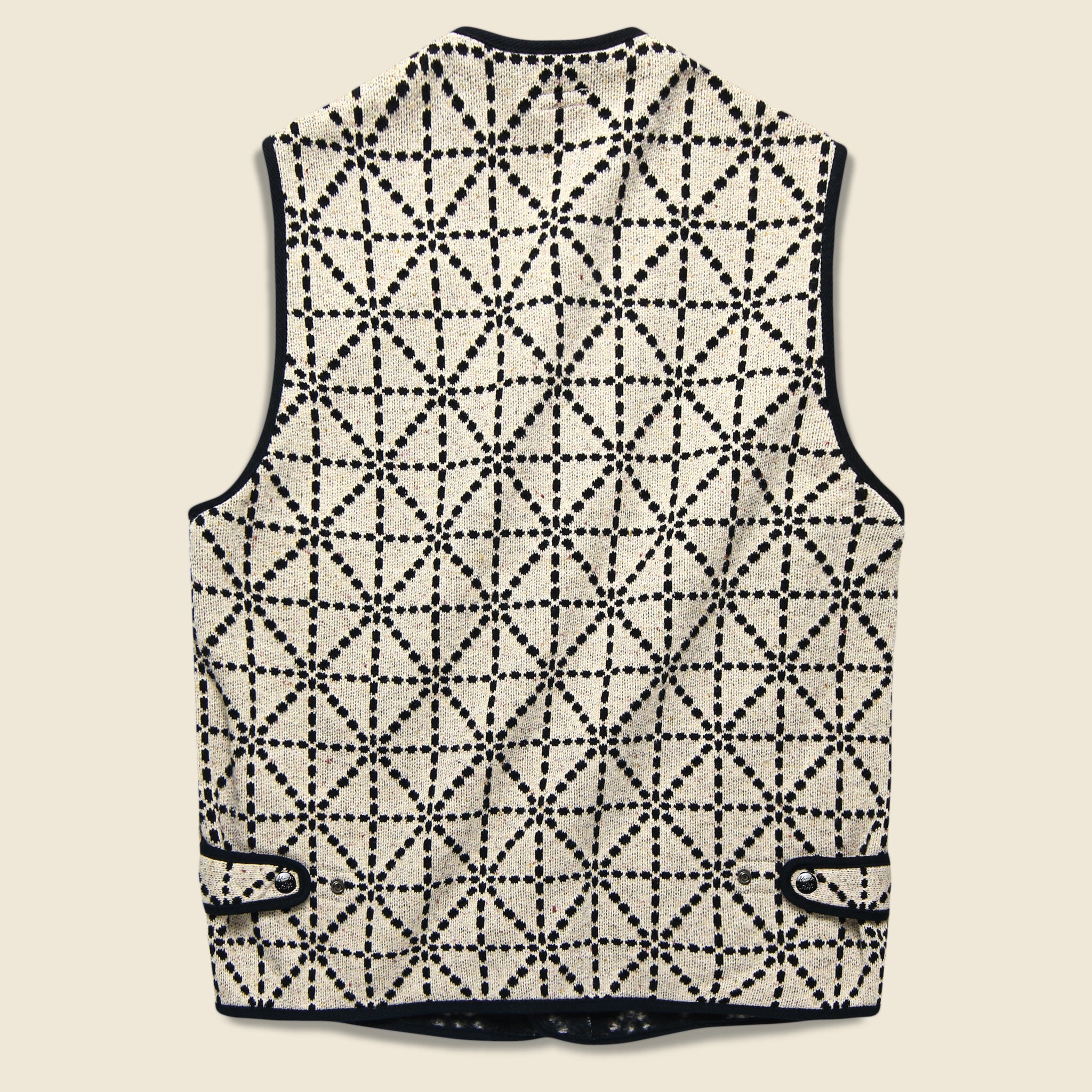 Do-Gi Sashiko Fleecy Knit Beach Vest - Black/White - Kapital - STAG Provisions - Suiting - Vest