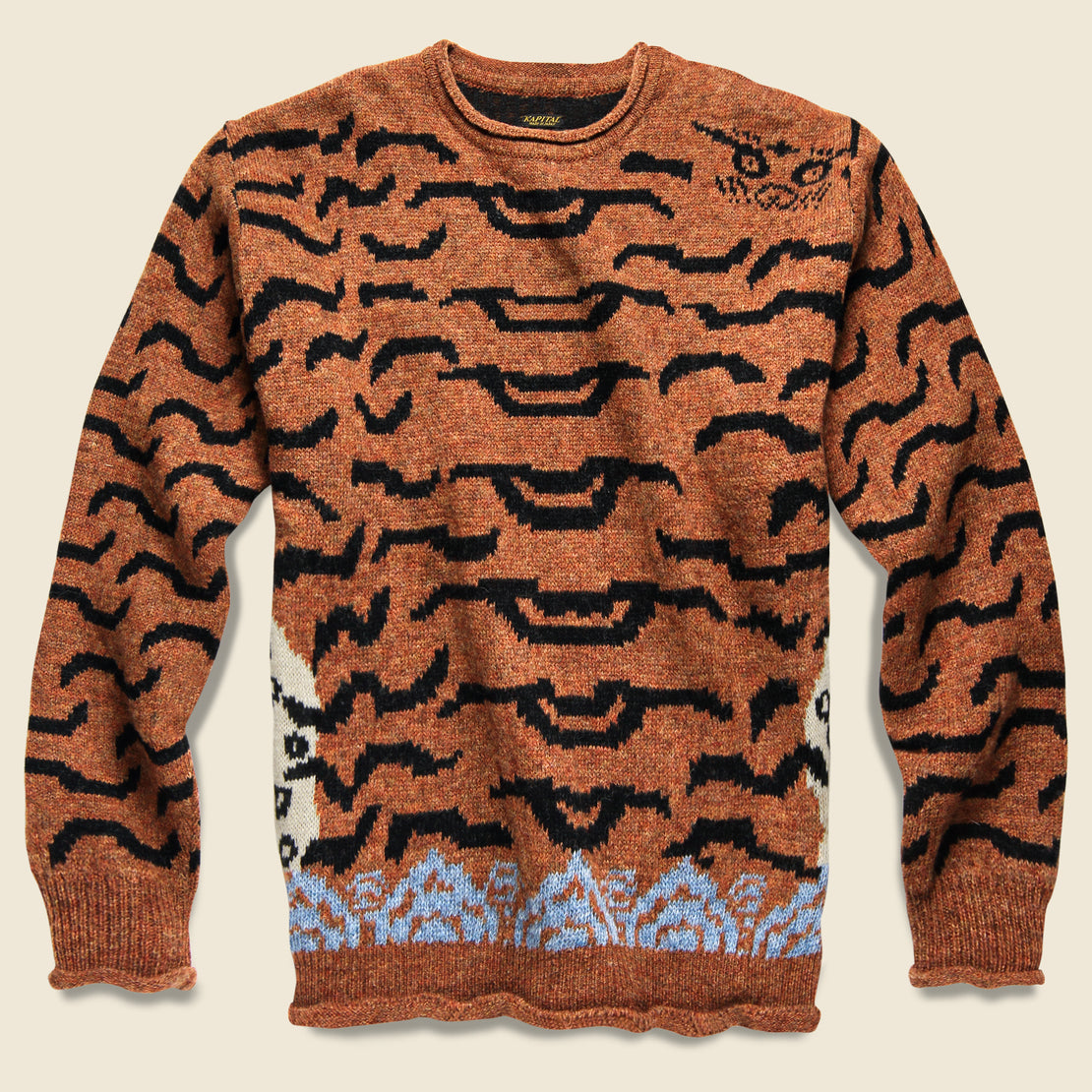 Kapital Wool Nepal Tiger Crewneck Sweater - Orange