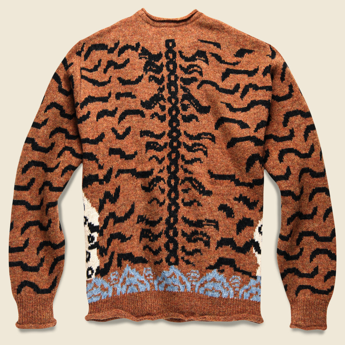 Wool Nepal Tiger Crewneck Sweater - Orange