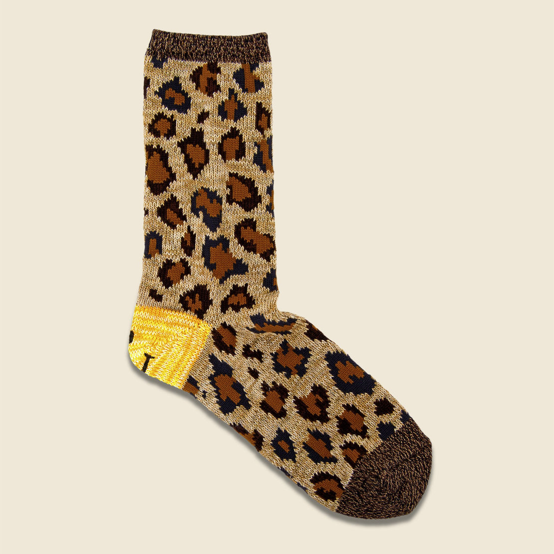 Kapital 84 Yarns Heel Smilie Leopard Socks - Brown