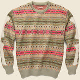 Bone 7G Fair Isle Crew Sweater - Grey/Beige - Kapital - STAG Provisions - Tops - Sweater