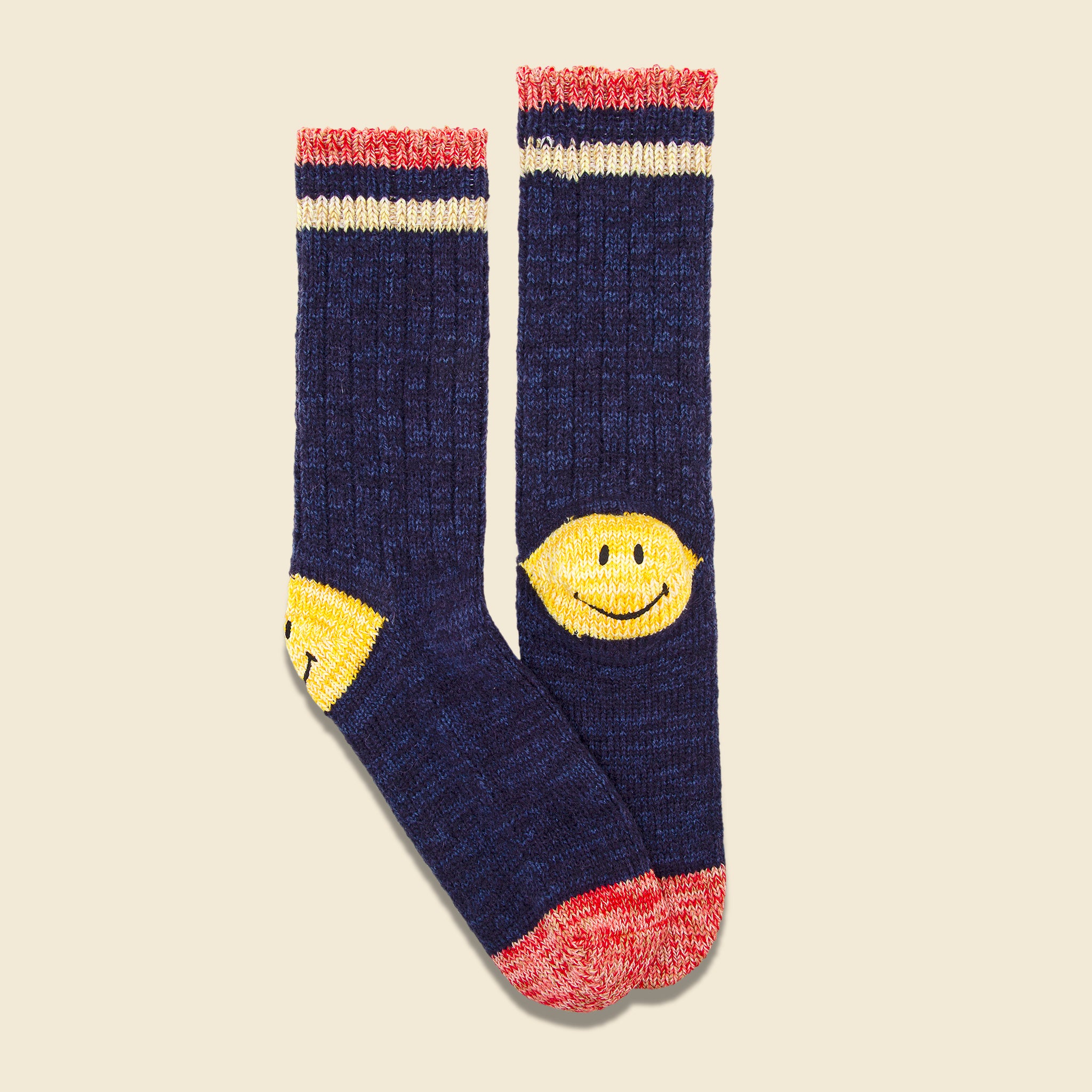 
                          Ivy Smiley 72 Yarns Wool Socks - Navy - Kapital - STAG Provisions - Accessories - Socks
                        