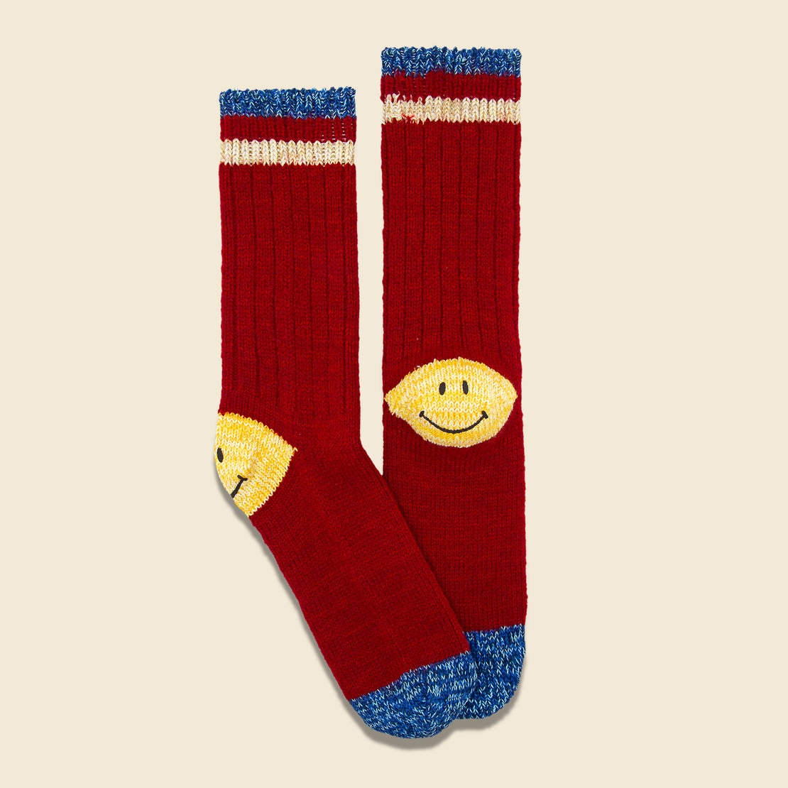 Kapital Ivy Smiley 72 Yarns Wool Socks - Red