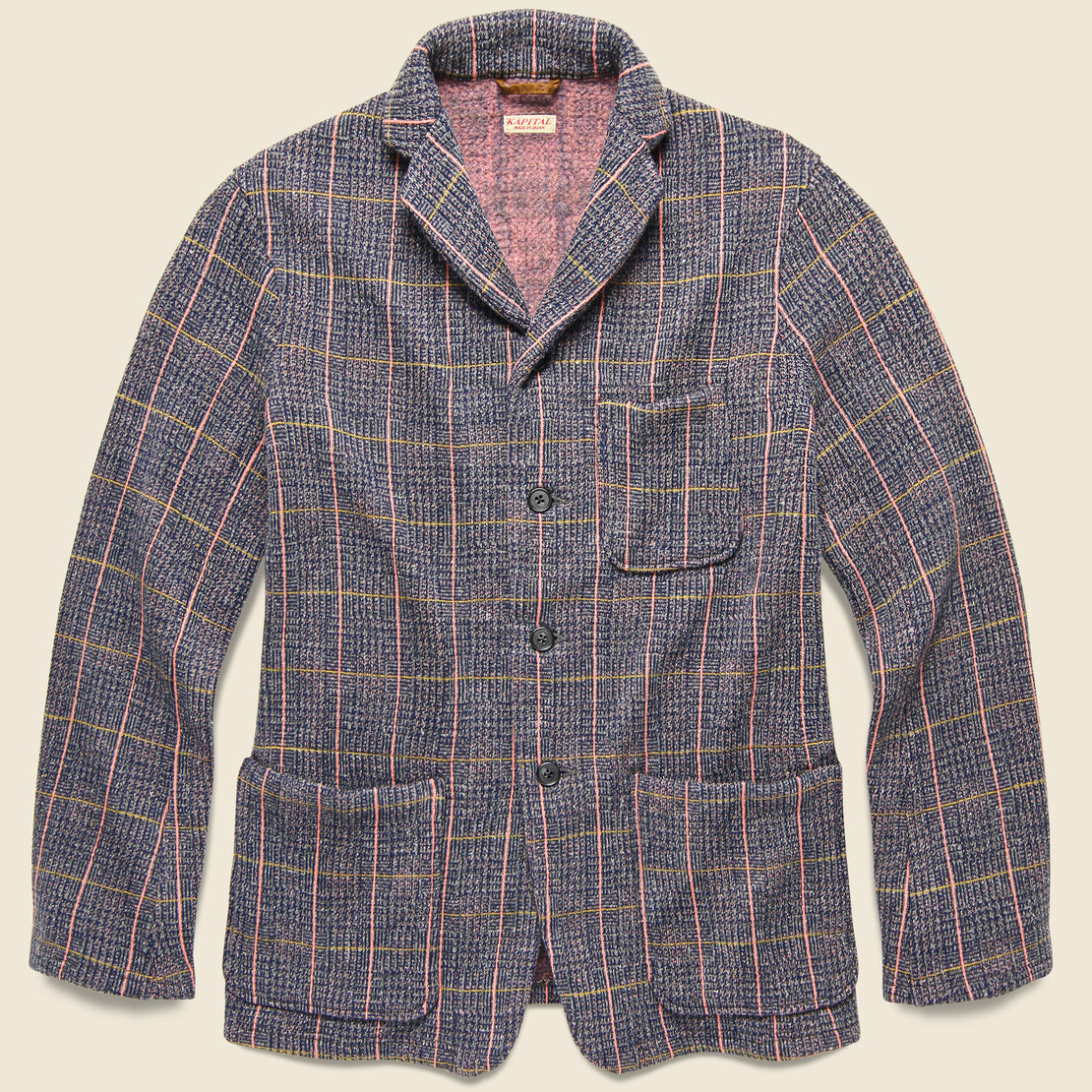 Kapital Kobe Tweed Fleecy Knit Jacket - Grey/Pink