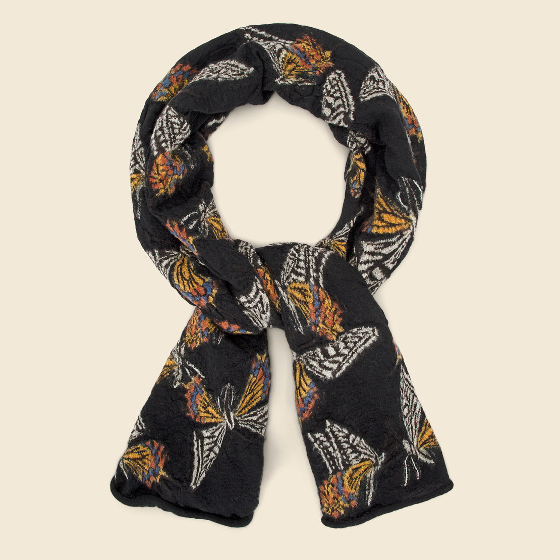 Kapital Butterfly Compressed Wool Scarf - Black