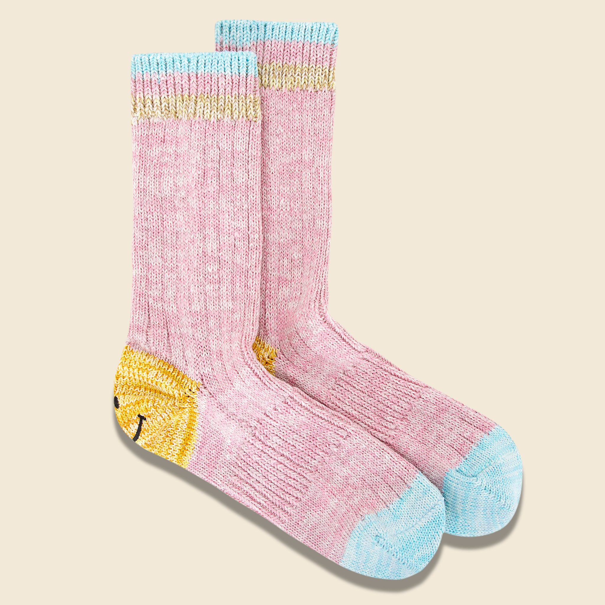 
                          64 Yarns Ivy Rib Heel Smile Socks - Pink Stripe - Kapital - STAG Provisions - W - Accessories - Socks
                        