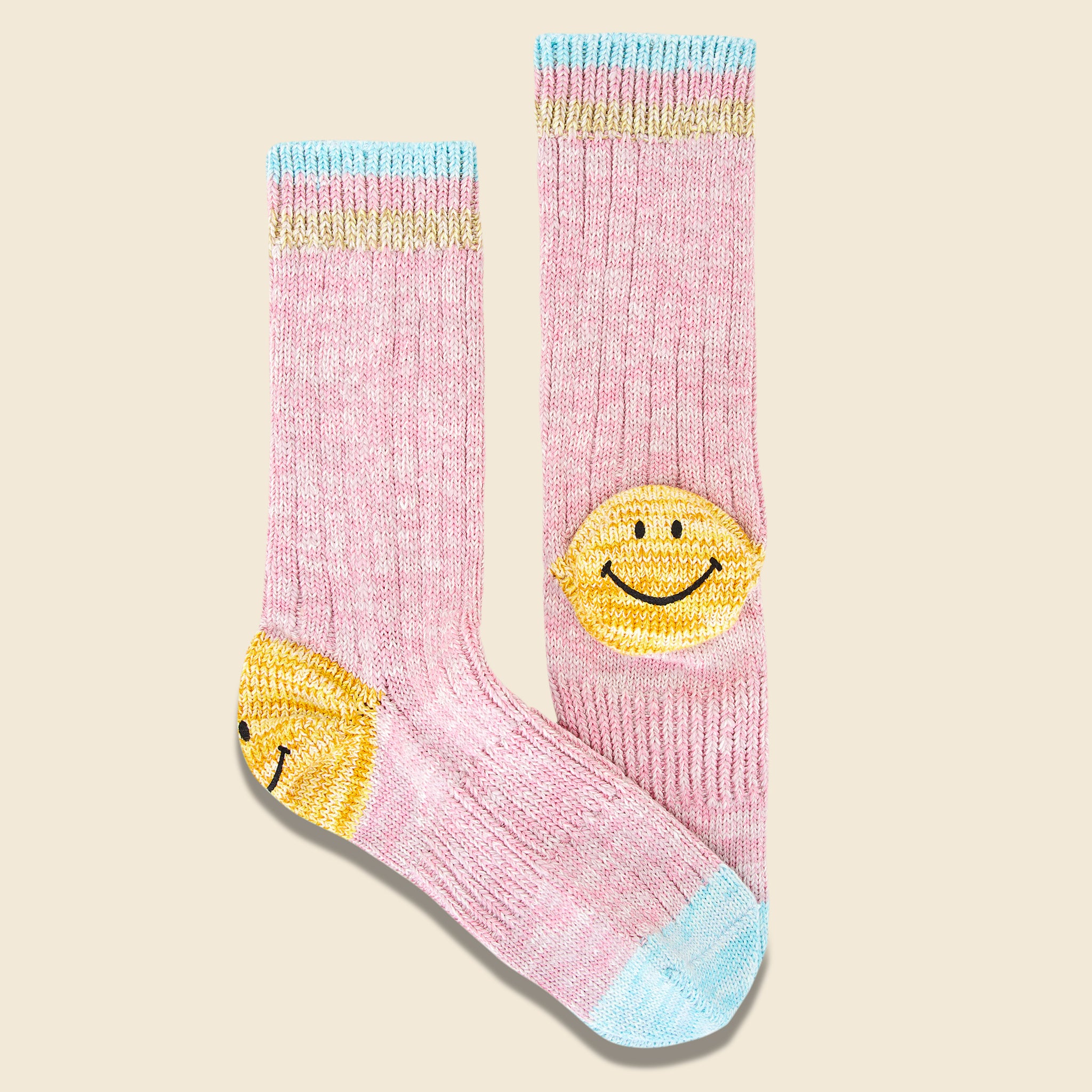 
                          64 Yarns Ivy Rib Heel Smile Socks - Pink Stripe - Kapital - STAG Provisions - W - Accessories - Socks
                        