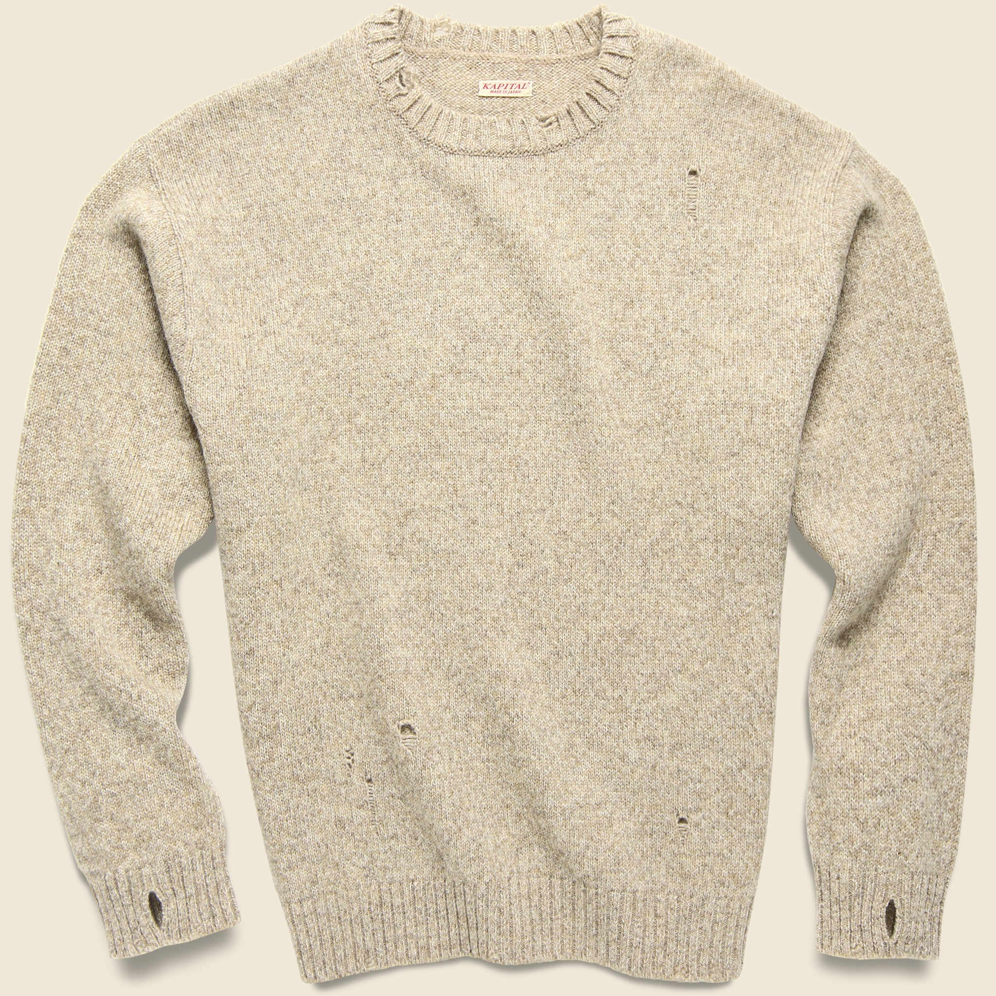 7G Wool SMILIE Crew Sweater - Beige - Kapital - STAG Provisions - Tops - Sweater