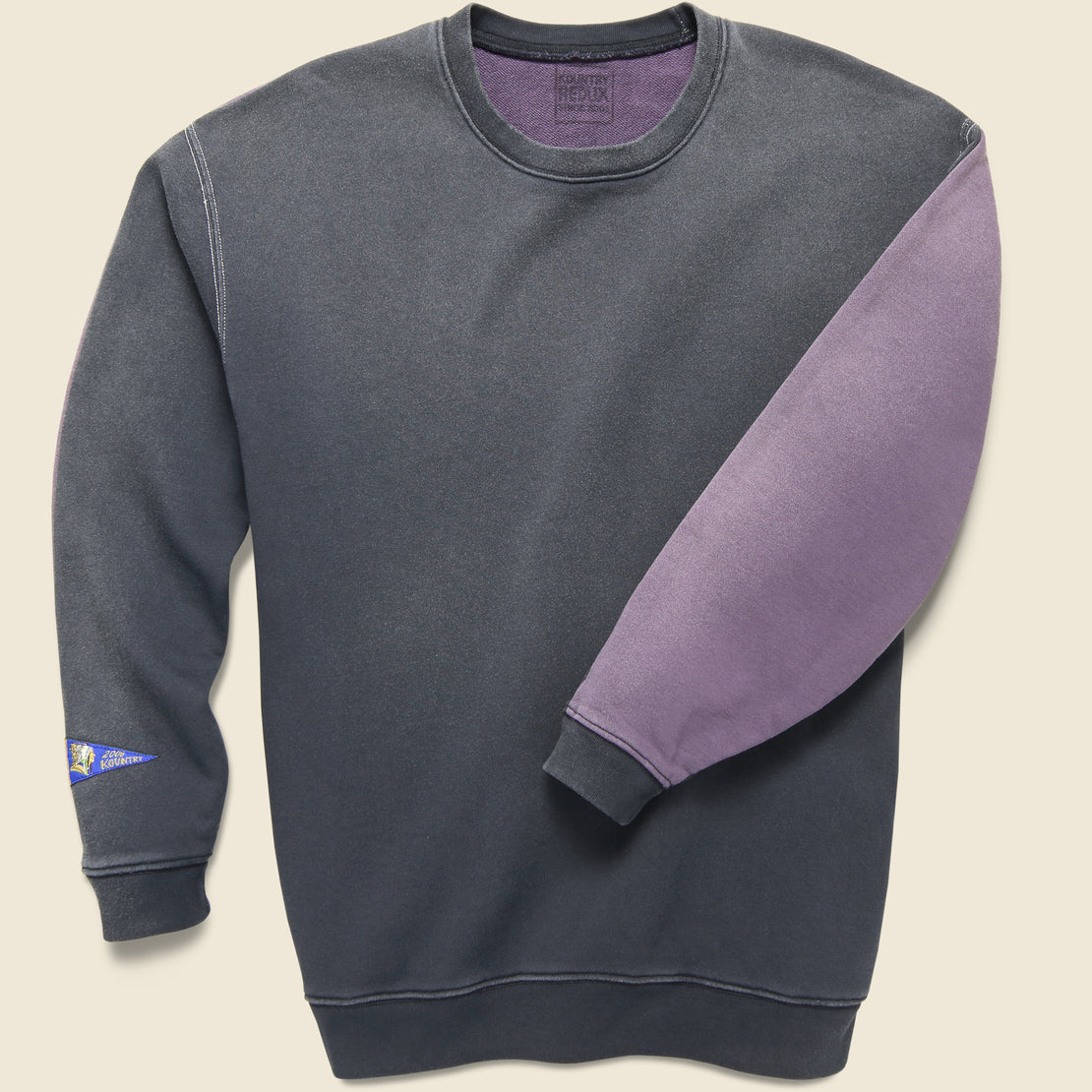 Fleece Knit 2Tones Remake Big Sweater (BONE) - Black/Purple