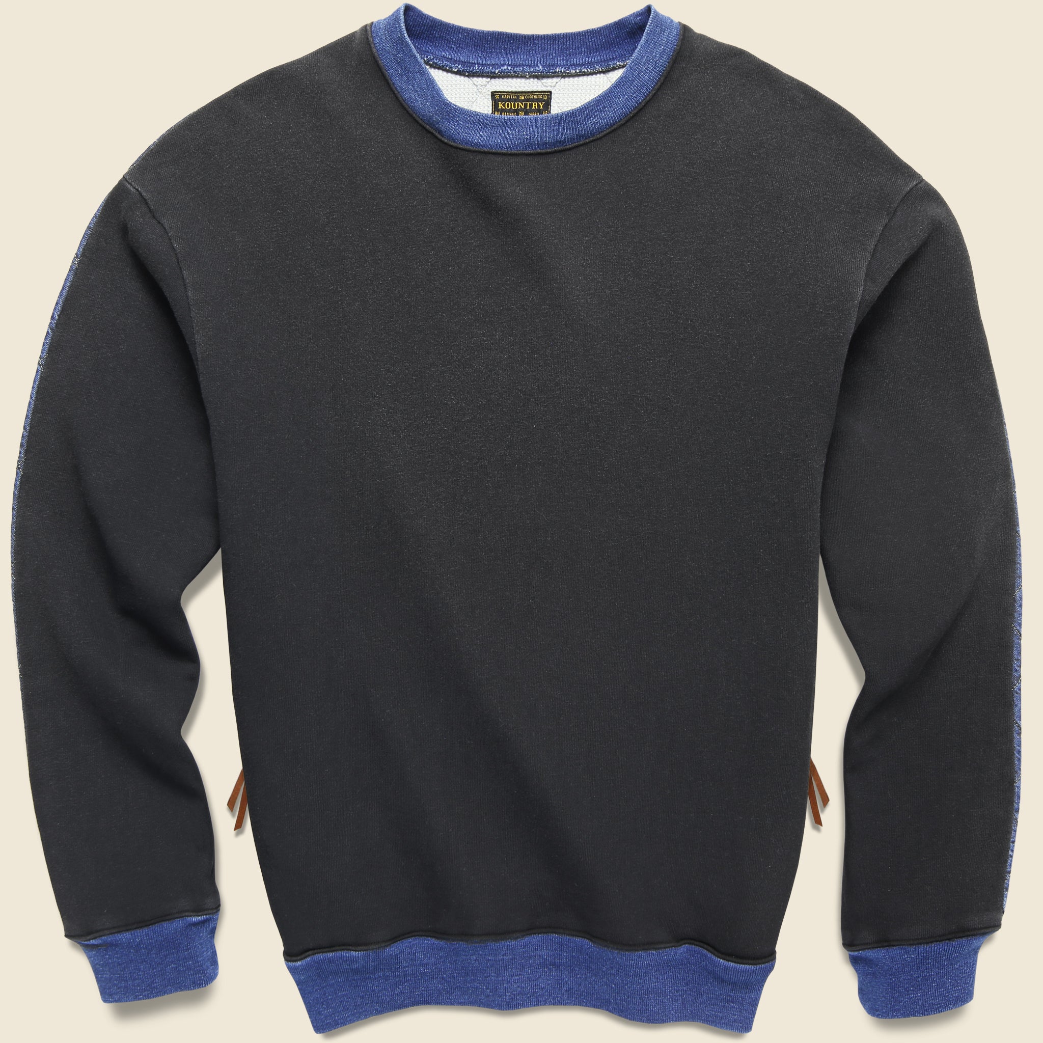 
                          Fleece Knit x Denim Quilting NAVY 2Tones Big Sweater - Indigo - Kapital - STAG Provisions - Tops - Sweater
                        