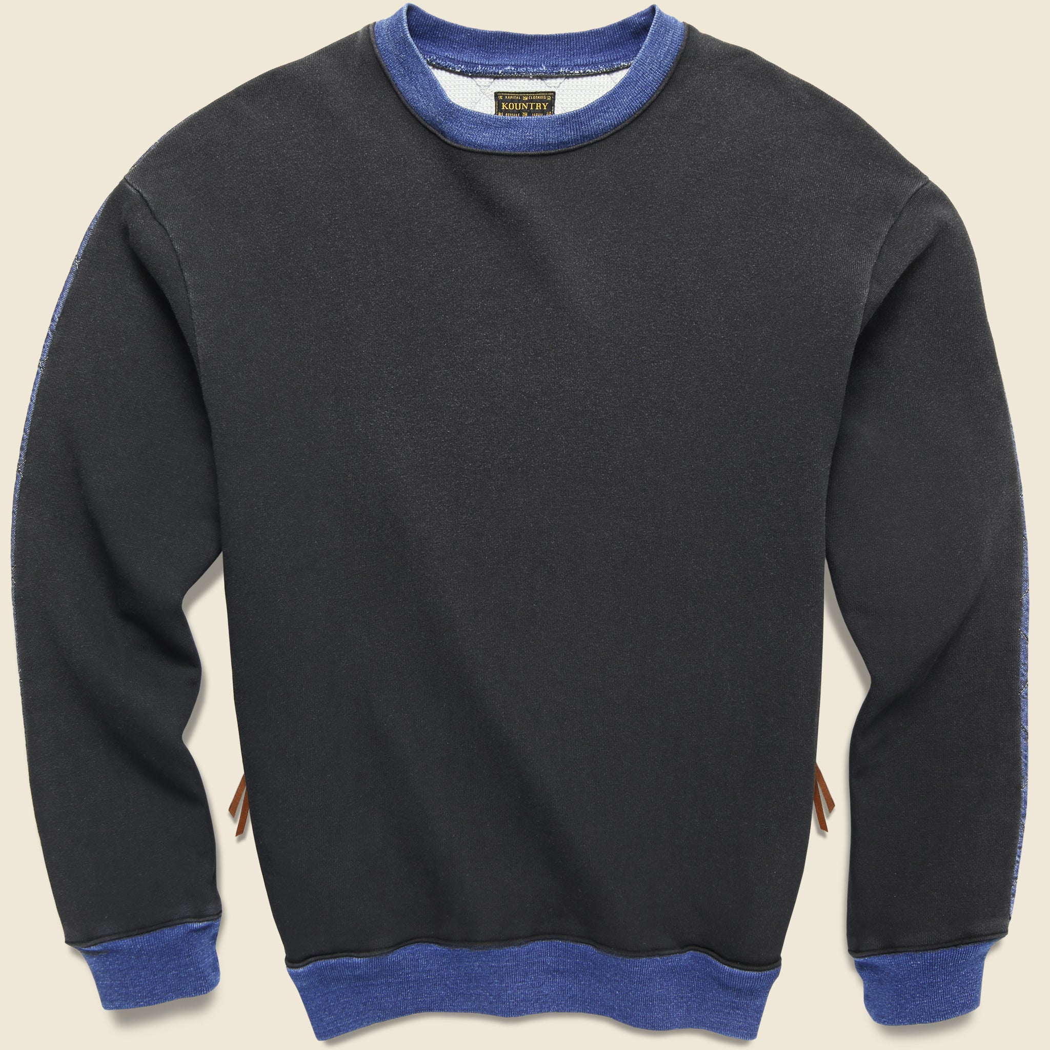 Fleece Knit x Denim Quilting NAVY 2Tones Big Sweater - Indigo - Kapital - STAG Provisions - Tops - Sweater