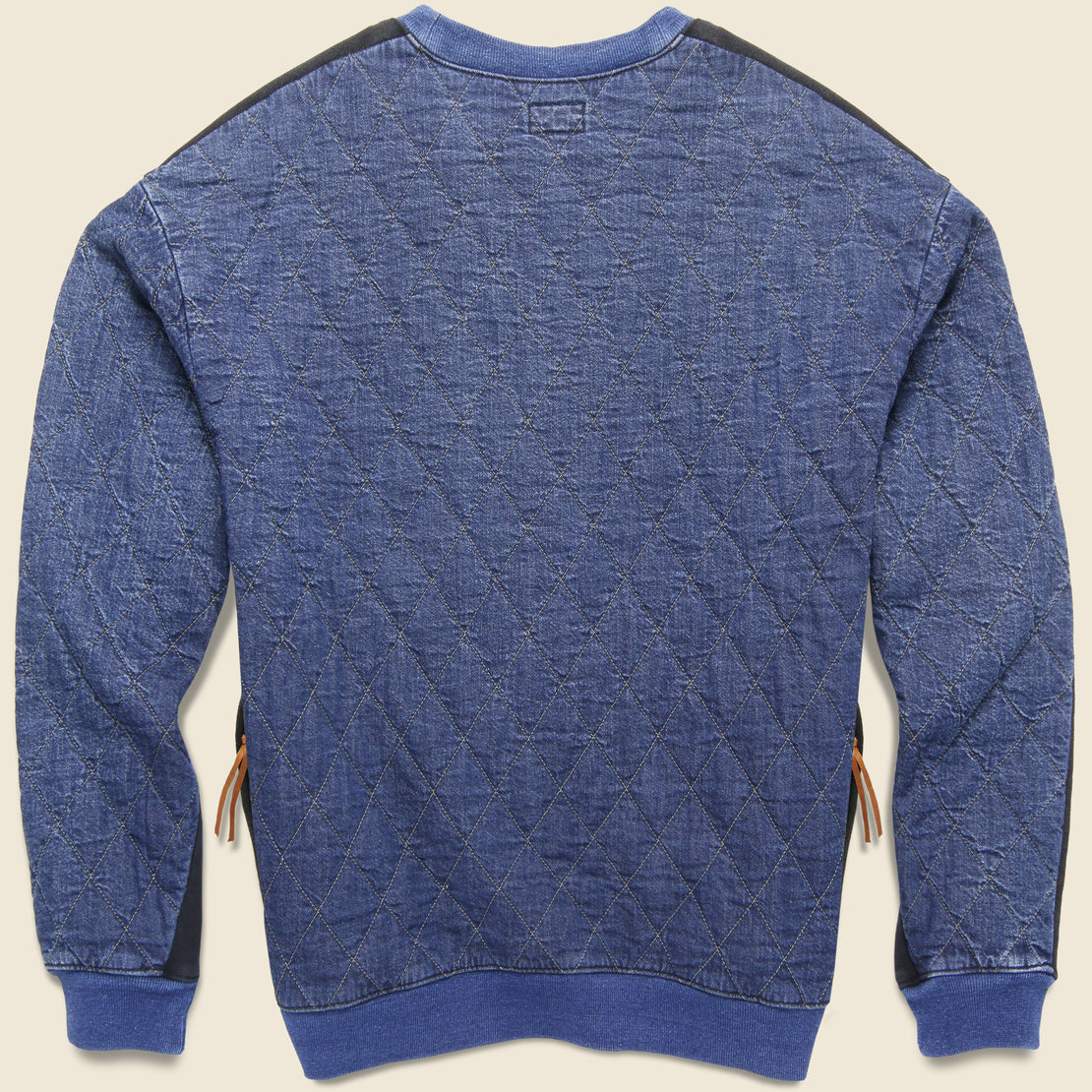 Fleece Knit x Denim Quilting NAVY 2Tones Big Sweater - Indigo - Kapital - STAG Provisions - Tops - Sweater