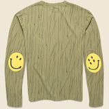 RAIN CAMO Jersey Crew Long Sleeve Tee (SMILE Patch) - Khaki - Kapital - STAG Provisions - Tops - L/S Tee