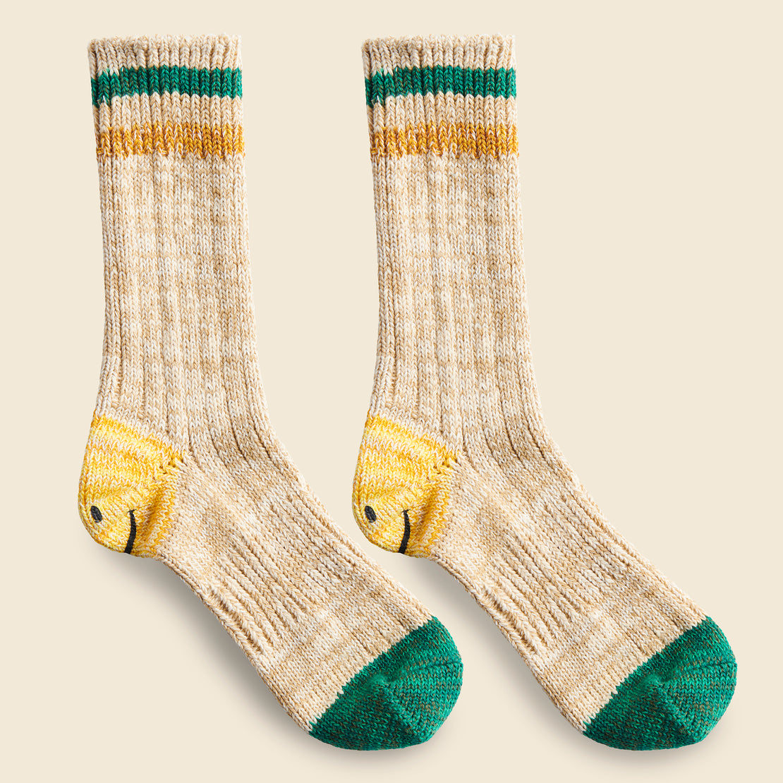 60 Yarns Grandrelle Ivy Smilie Heel Socks - Beige - Kapital - STAG Provisions - W - Accessories - Socks