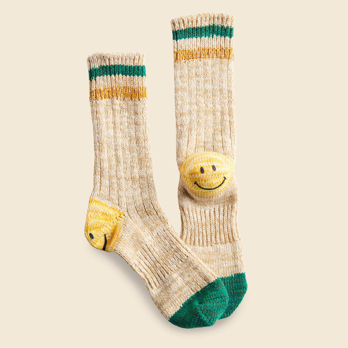 60 Yarns Grandrelle Ivy Smilie Heel Socks - Beige - Kapital - STAG Provisions - W - Accessories - Socks