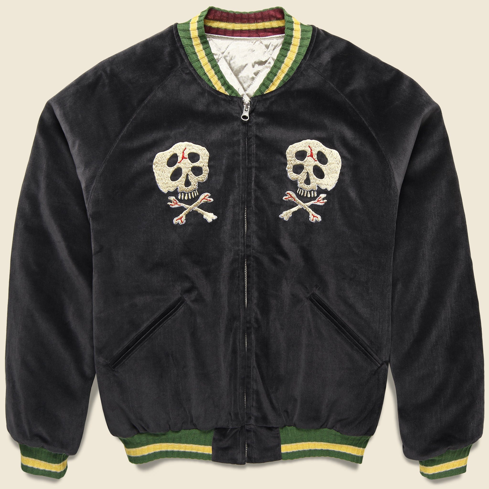 Sulfur Dyed Velvet RAIN SKULL Souvenir Jacket - Black - Kapital - STAG Provisions - Outerwear - Coat / Jacket