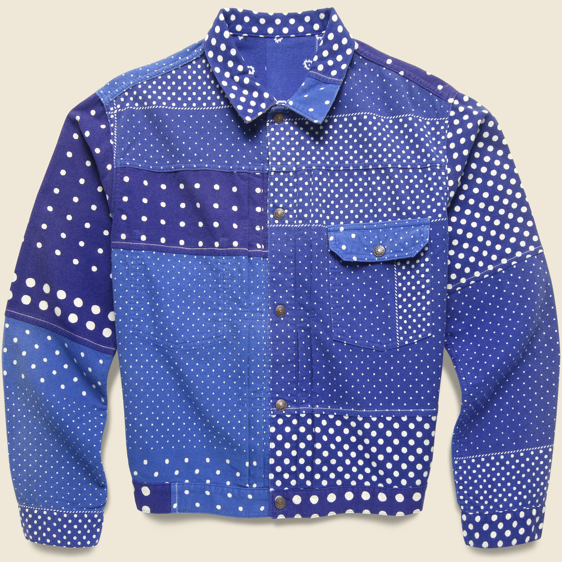 Kapital Flannel Polka Dot x Bandana Reversible Jacket - Blue