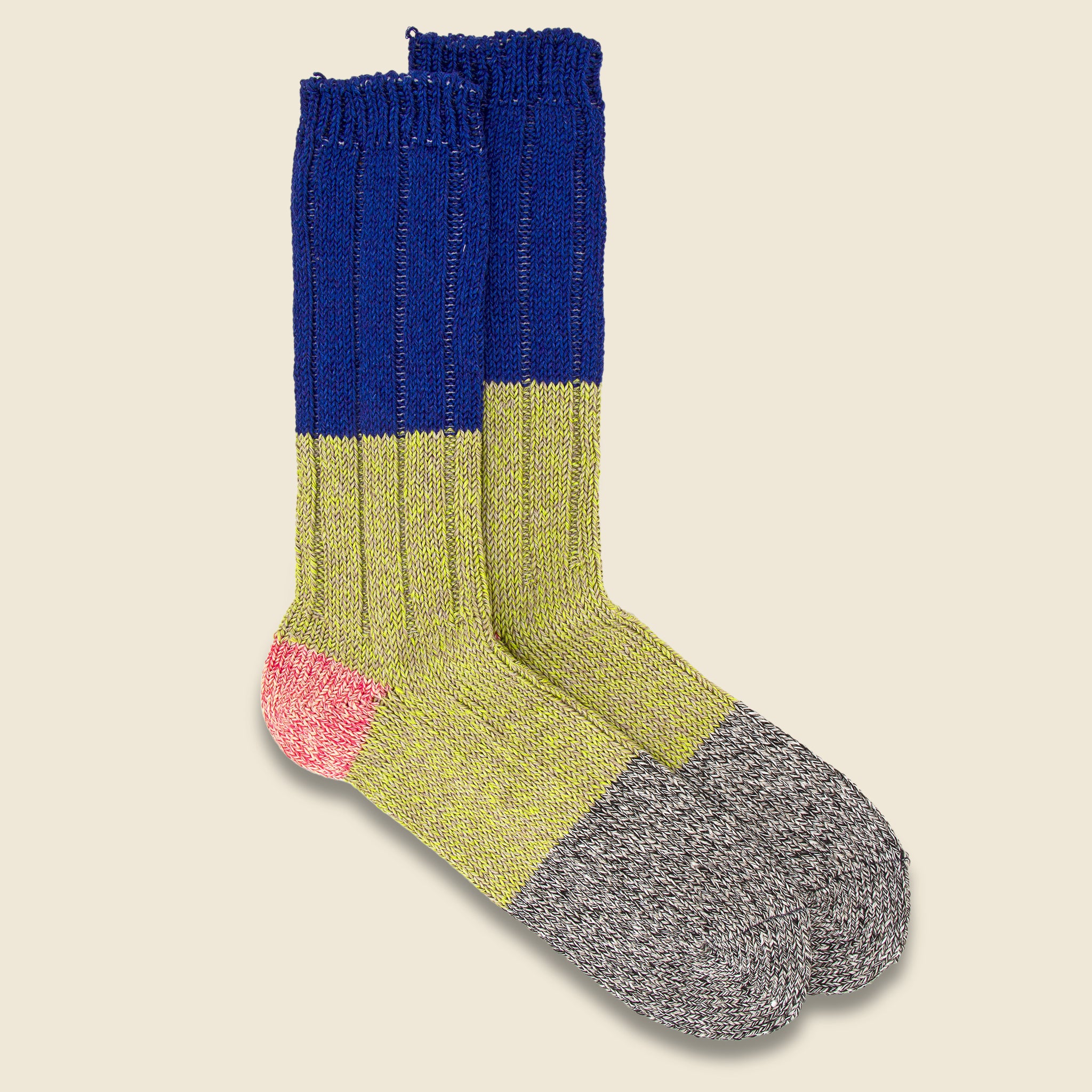56 Yarns Linen Gandrelle Color Block Socks - Blue - Kapital - STAG Provisions - Accessories - Socks