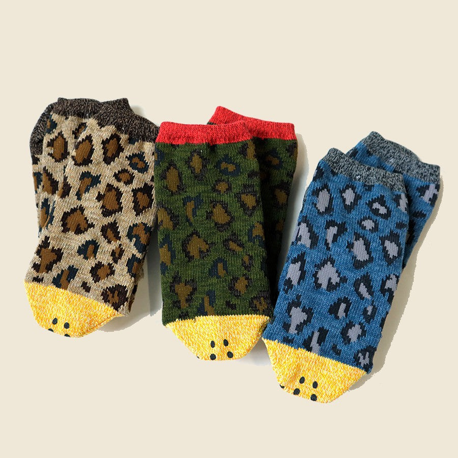 84 Yarns RAINBOWY HAPPY HEEL Leopard Socks - Brown - Kapital - STAG Provisions - W - Accessories - Socks