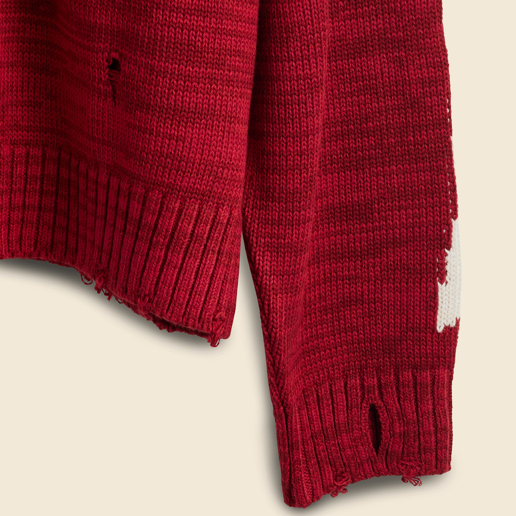 
                          Kountry Cotton Knit Bone Crew Sweater - Red - Kapital - STAG Provisions - W - Tops - Sweater
                        