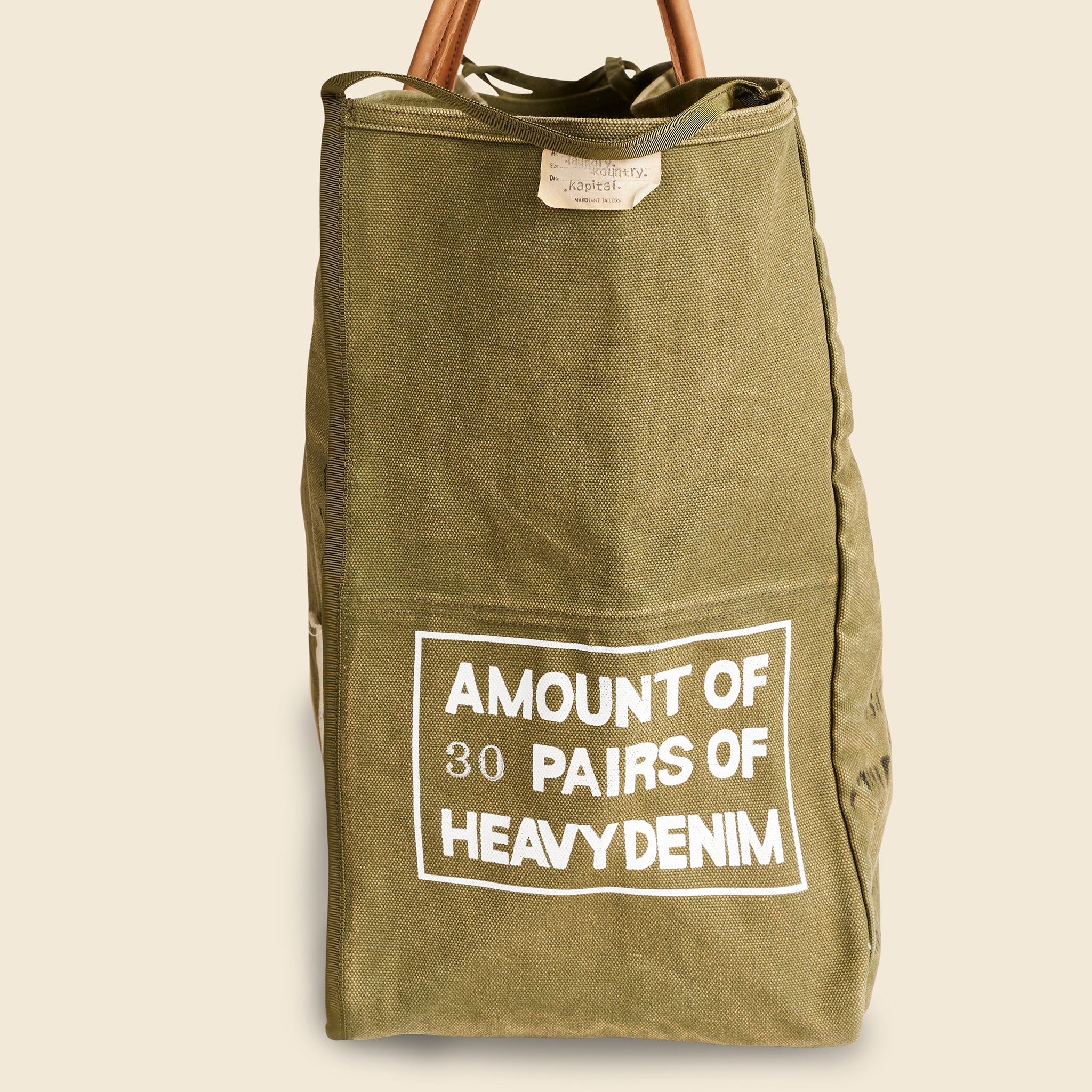 
                          No. 4 Canvas XXL Milk Bag, Journey Remake - Khaki - Kapital - STAG Provisions - W - Accessories - Bag
                        