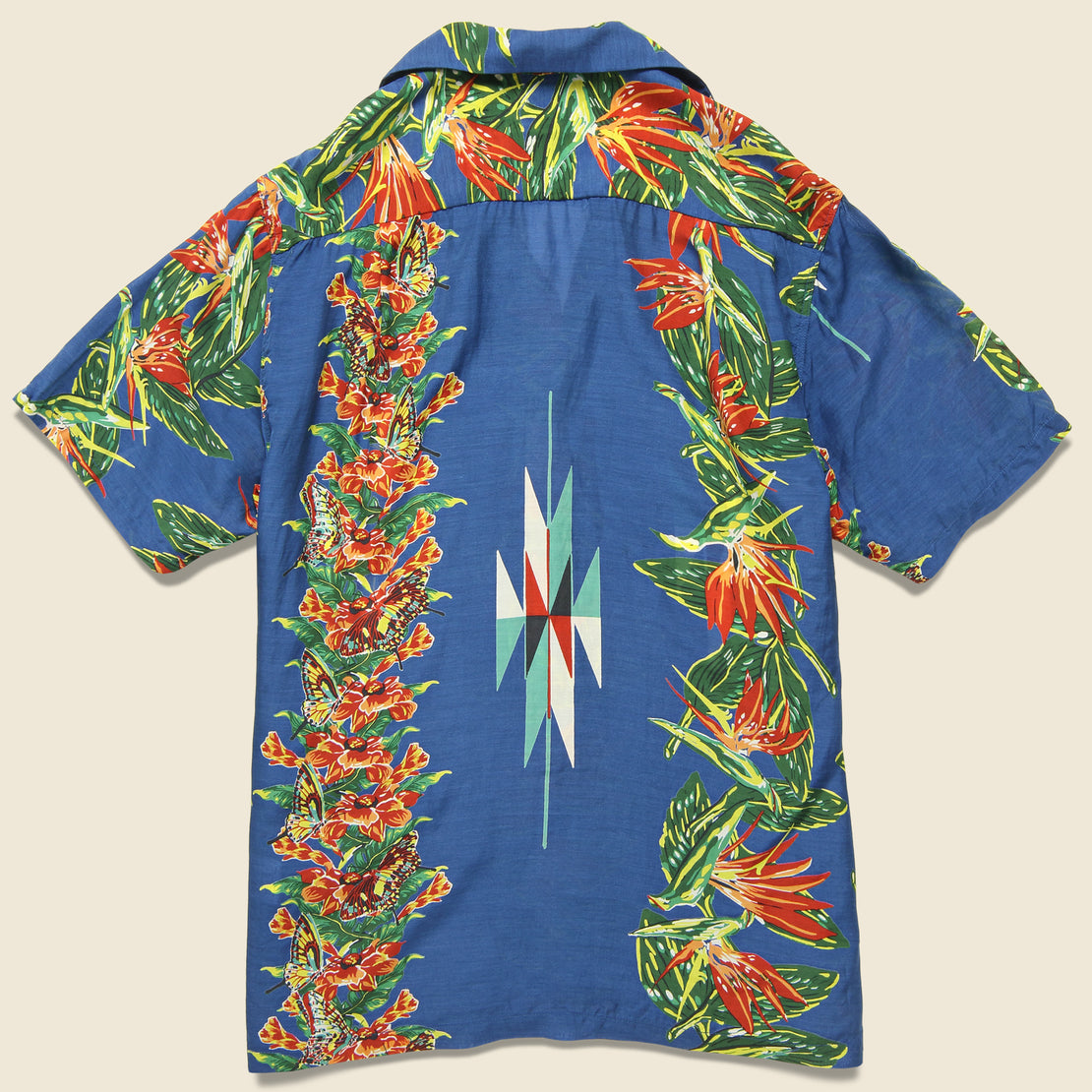 Silk/Rayon Hibiscus Ortega Aloha Shirt - Blue - Kapital - STAG Provisions - Tops - S/S Woven - Other Pattern