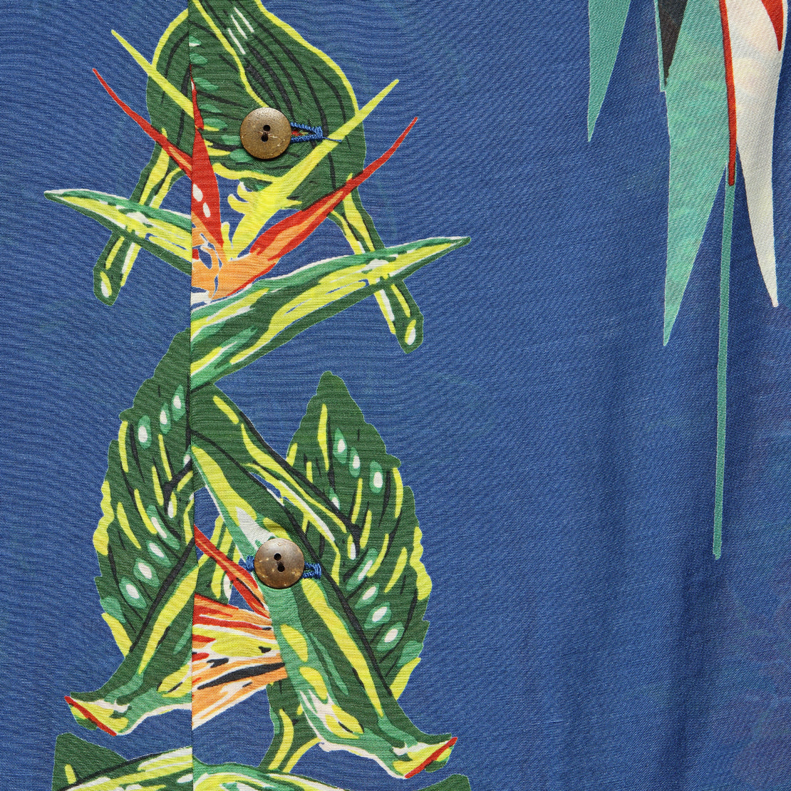 Silk/Rayon Hibiscus Ortega Aloha Shirt - Blue - Kapital - STAG Provisions - Tops - S/S Woven - Other Pattern