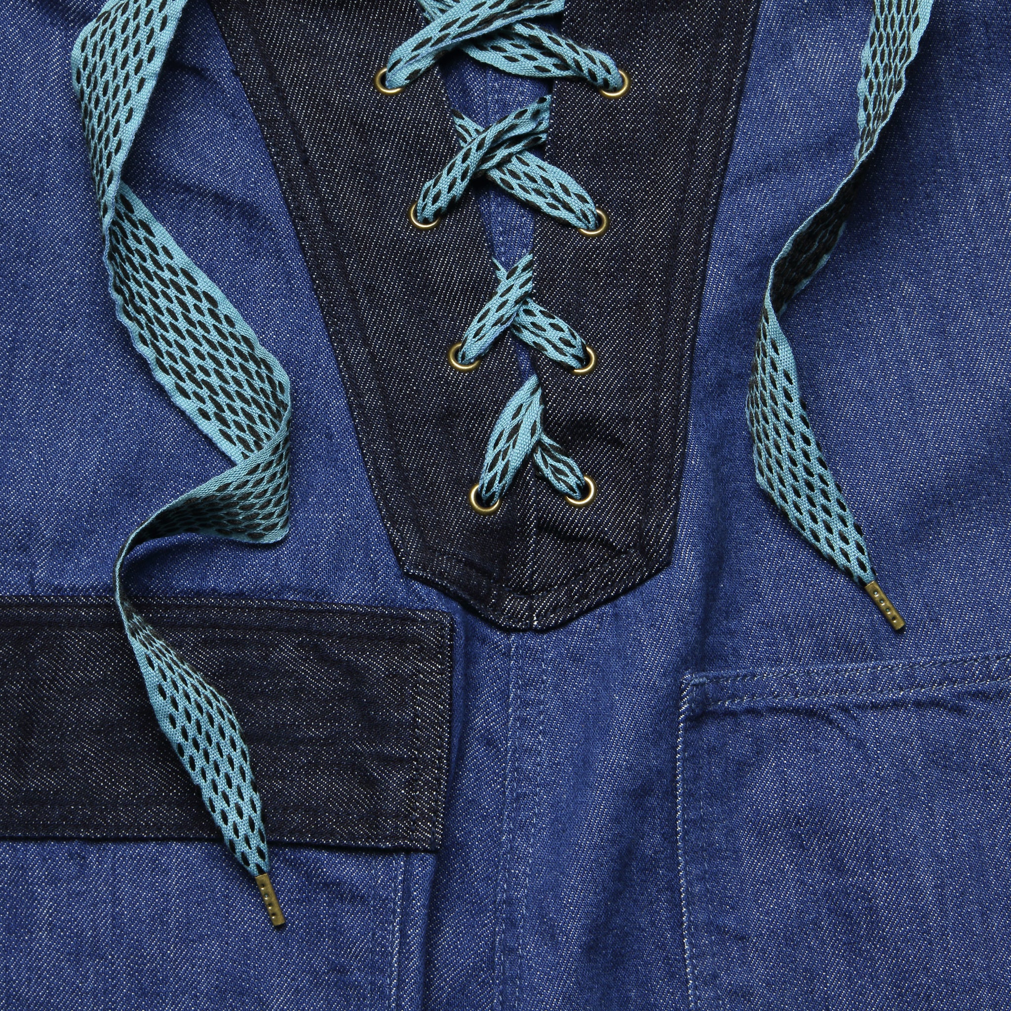 
                          11.5oz Denim Lace-up Lobster Man Slopette Overalls - Indigo - Kapital - STAG Provisions - W - Onepiece - Overalls
                        