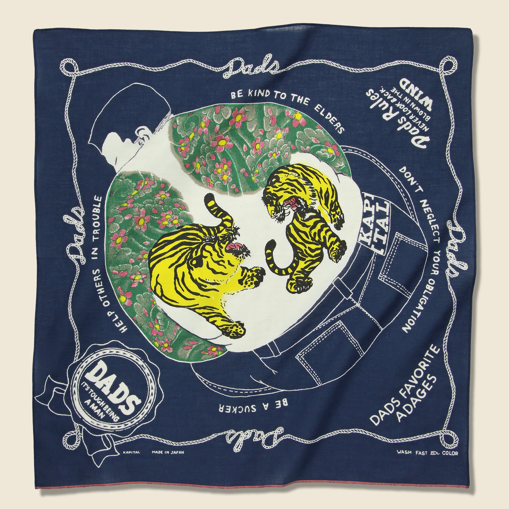 Colorful Dad Selvedge Bandana - Navy - Kapital - STAG Provisions - Accessories - Bandanas