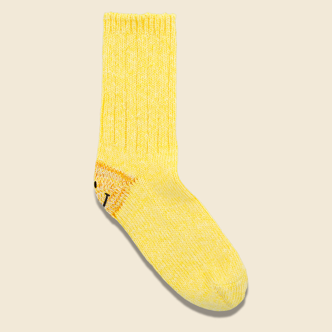 Kapital 56 Yarns Rib Heel Smile Socks - Yellow