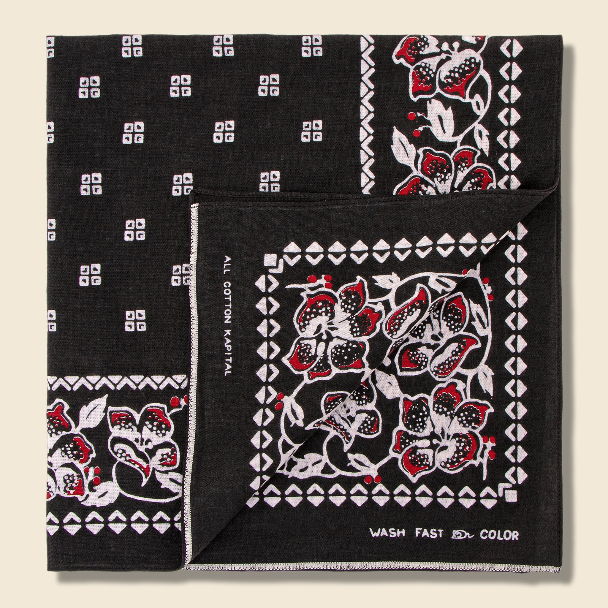 
                          Amazon Lily Selvedge Bandana - Black - Kapital - STAG Provisions - Accessories - Bandanas
                        