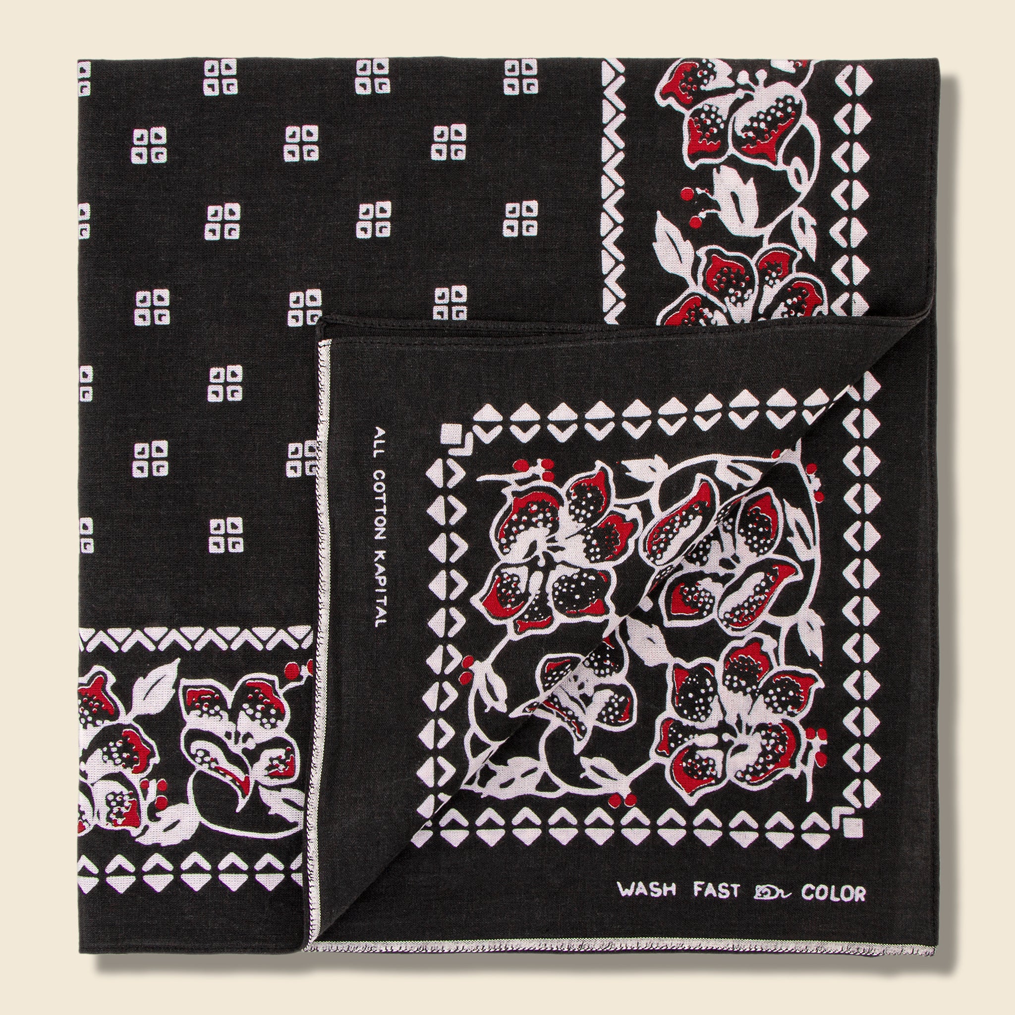 Amazon Lily Selvedge Bandana - Black - Kapital - STAG Provisions - Accessories - Bandanas