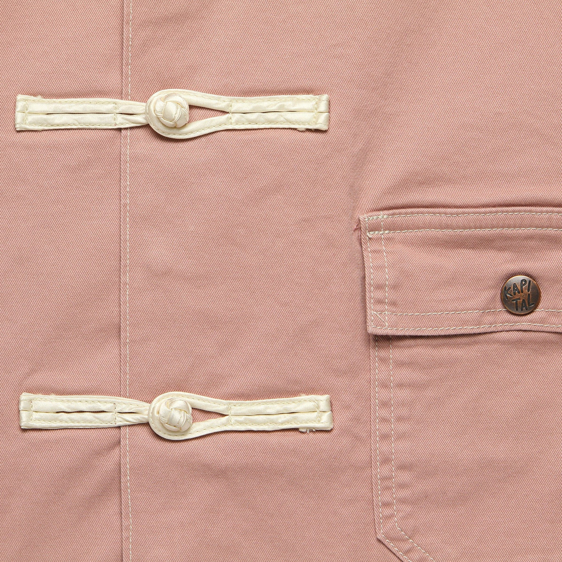 Stretch Chino Kung Fu Coverall Jacket - Pink/Beige