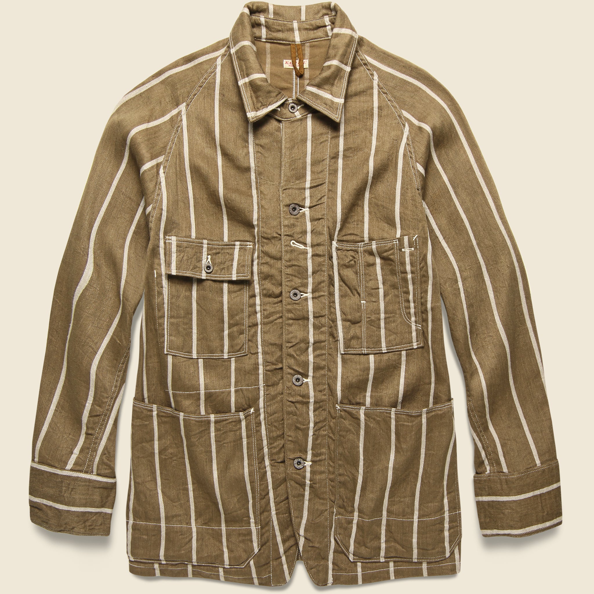 Linen Phillies Stripe Cactus Coverall Jacket - Brown - Kapital - STAG Provisions - Outerwear - Coat / Jacket