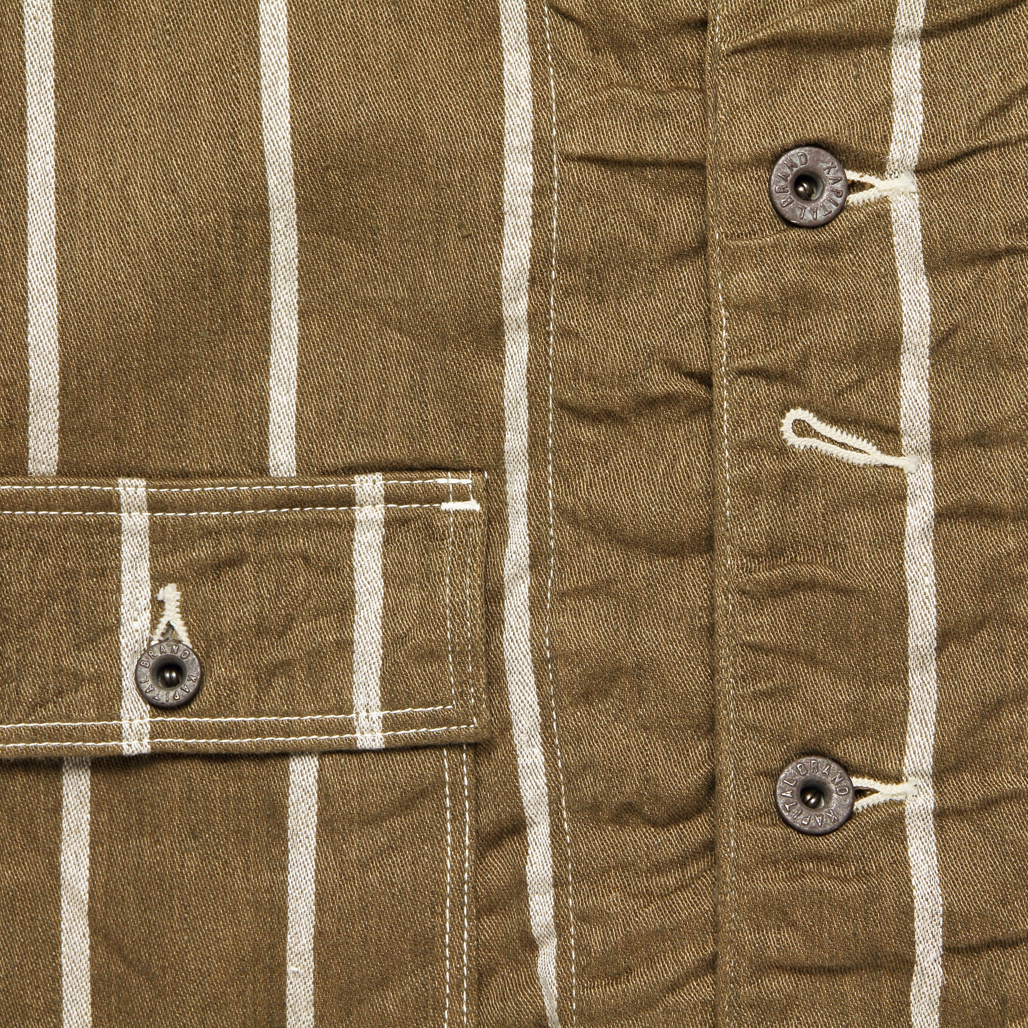 Linen Phillies Stripe Cactus Coverall Jacket - Brown - Kapital - STAG Provisions - Outerwear - Coat / Jacket