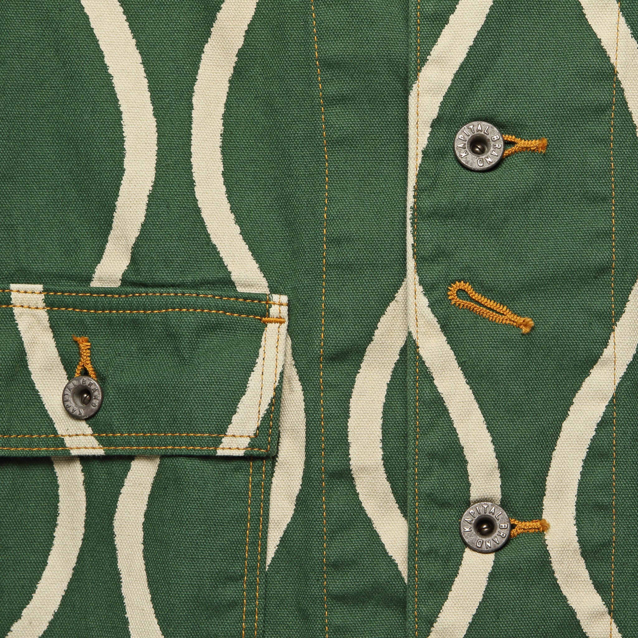 
                          Canvas Drunken-Stripe Cactus Coverall Jacket - Green - Kapital - STAG Provisions - Outerwear - Coat / Jacket
                        