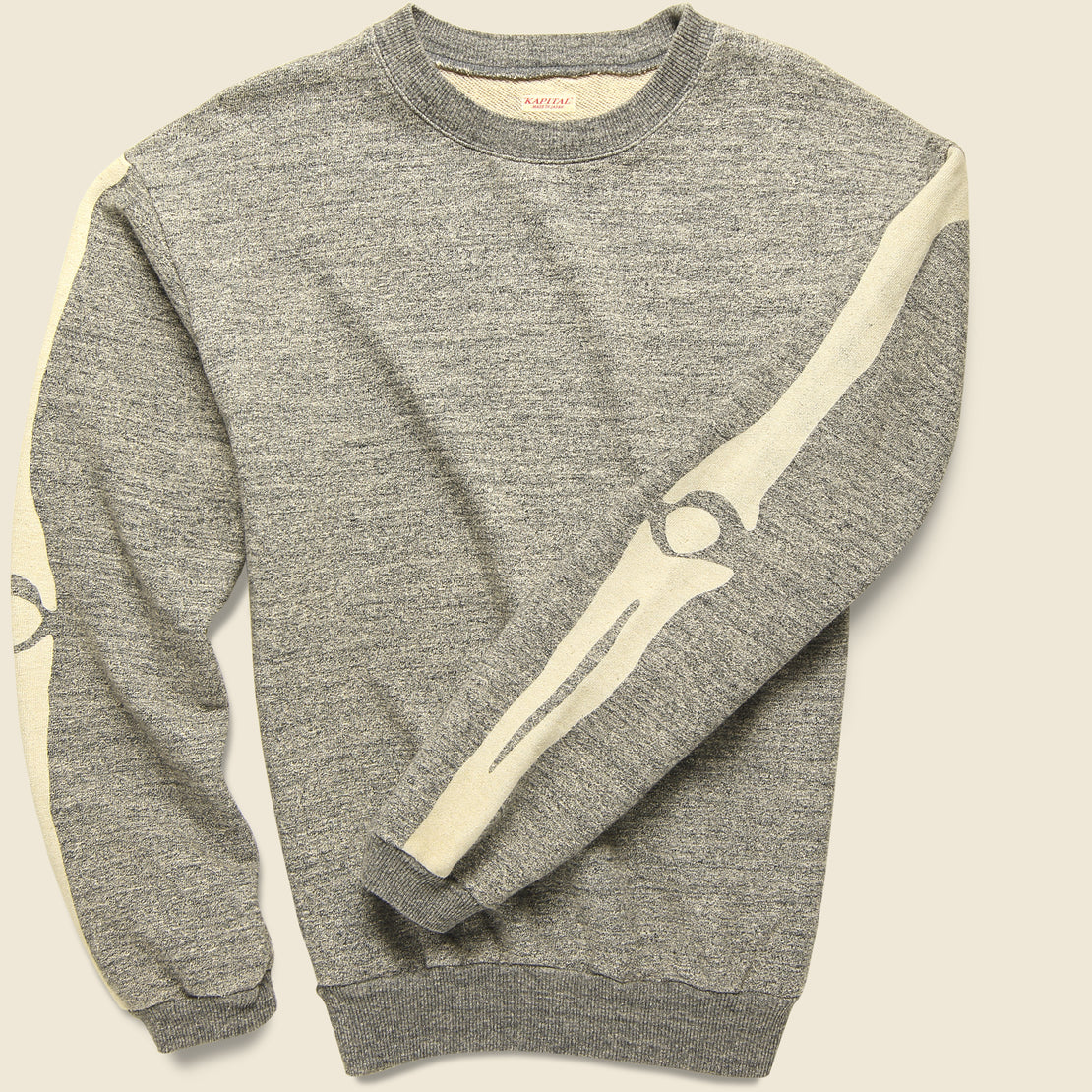 Kapital Grandrelle Fleece Knit BIG Crew Bone Sweatshirt - Charcoal