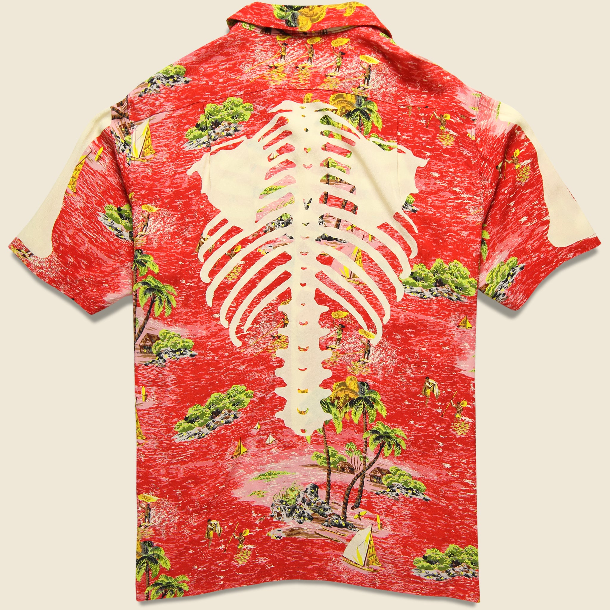 Rayon Kamehameha Aloha Shirt - Red - Kapital - STAG Provisions - Tops - S/S Knit