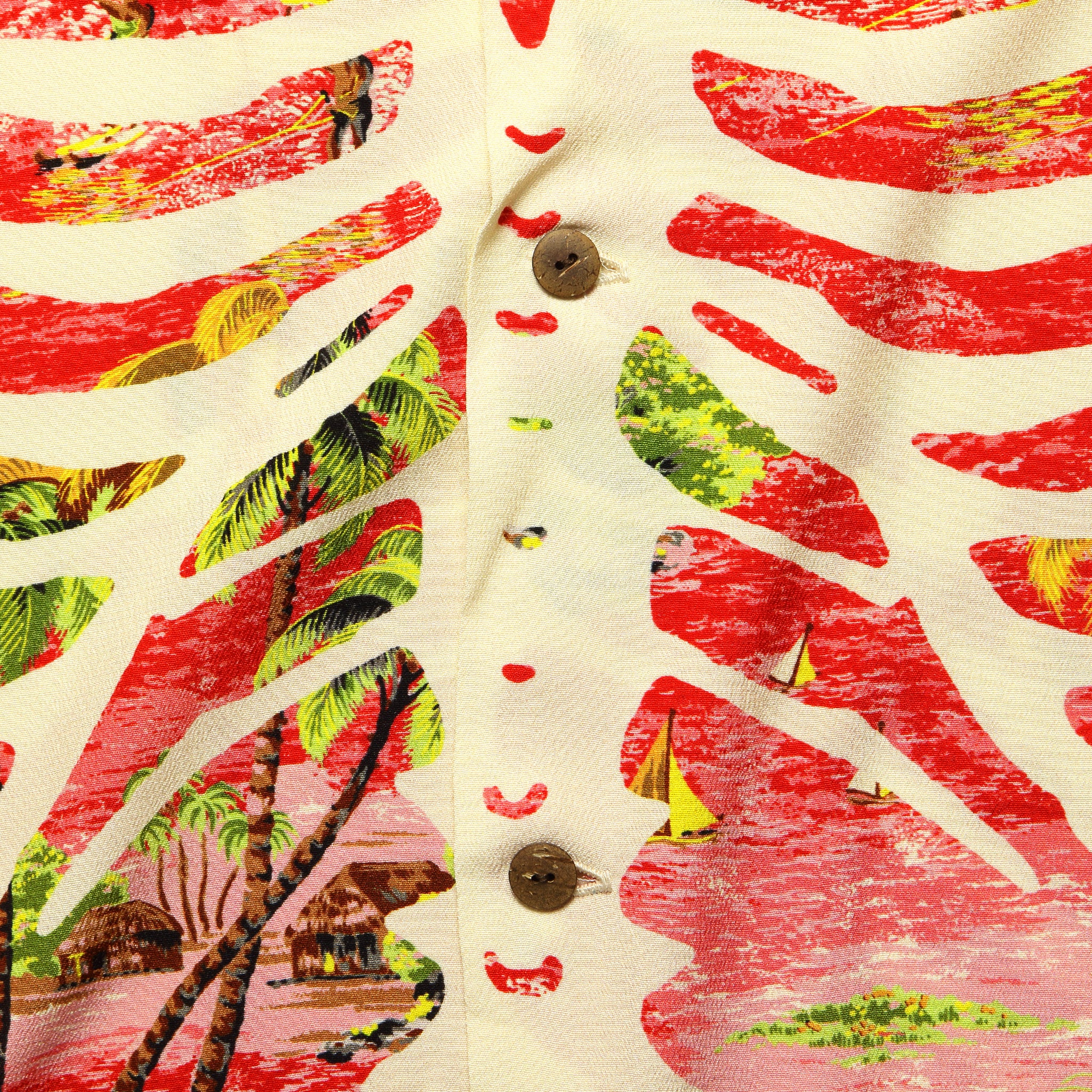 Rayon Kamehameha Aloha Shirt - Red - Kapital - STAG Provisions - Tops - S/S Knit