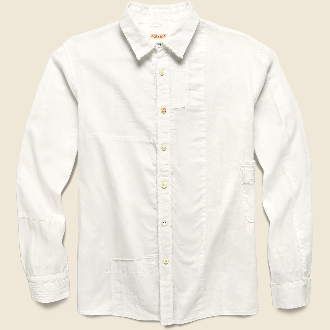 Kapital Cotton/Linen Patchwork Katmandu Shirt - White