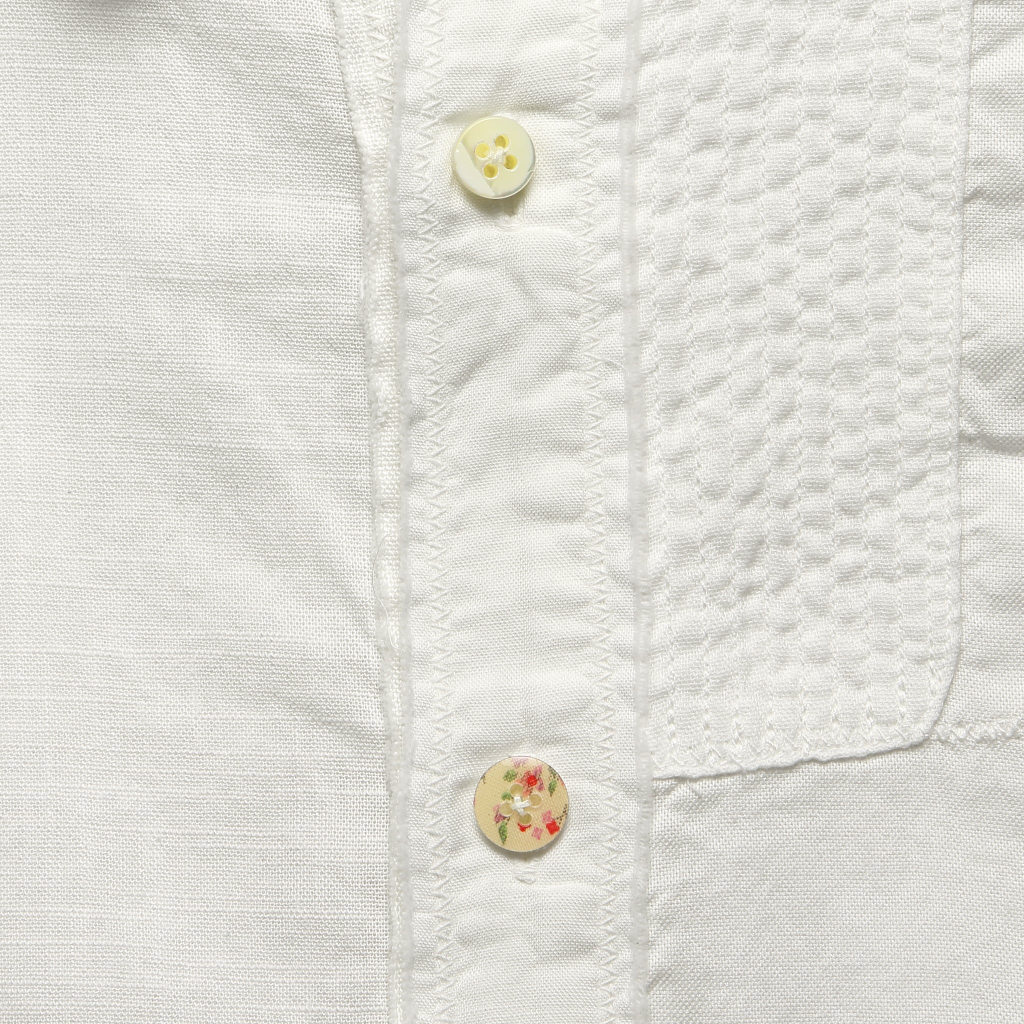 Cotton/Linen Patchwork Katmandu Shirt - White - Kapital - STAG Provisions - Tops - L/S Woven - Solid