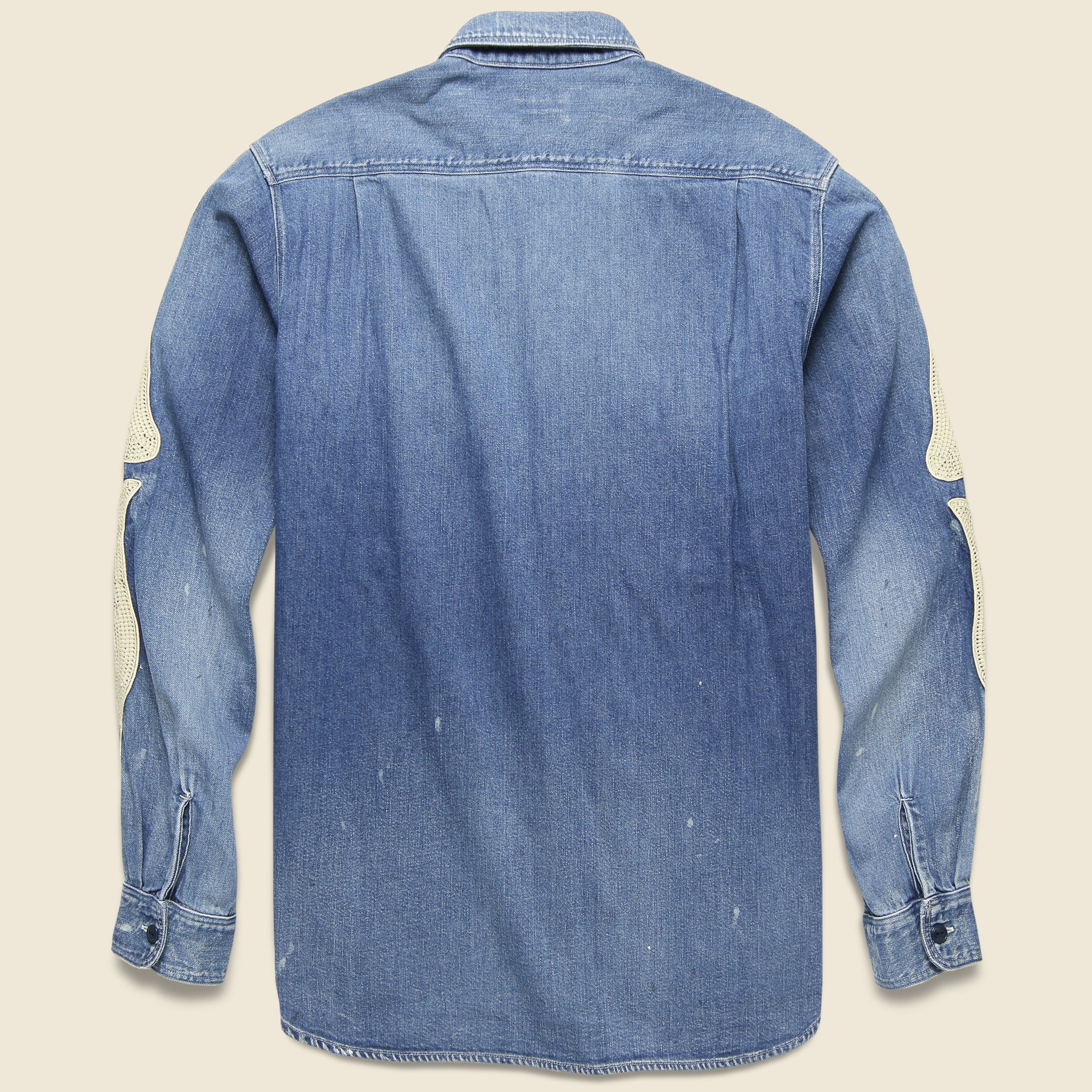 
                          8oz Denim Work Shirt with Bone Embroidery - Indigo - Kapital - STAG Provisions - Tops - L/S Woven - Other Pattern
                        