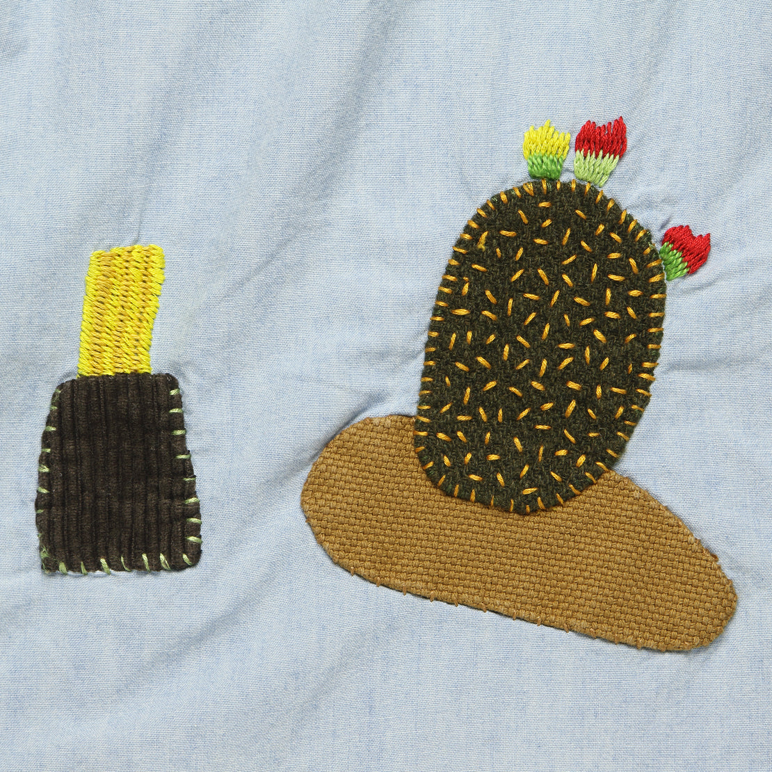 Chambray Work Shirt with Cactus Embroidery - Indigo