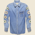 Dot Sleeve Denim Studs Western Shirt - Indigo - Kapital - STAG Provisions - Tops - L/S Woven - Other Pattern