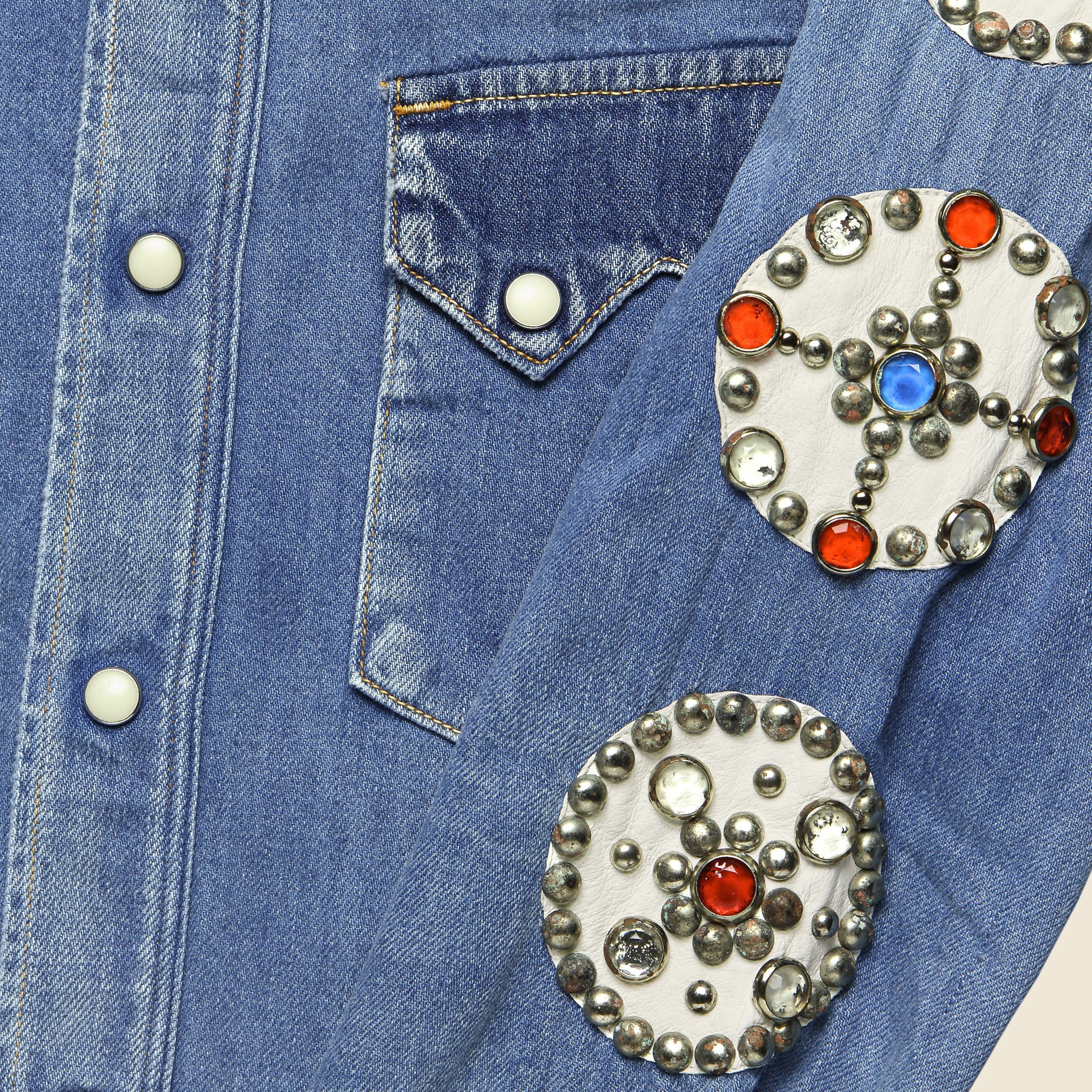 Dot Sleeve Denim Studs Western Shirt - Indigo - Kapital - STAG Provisions - Tops - L/S Woven - Other Pattern